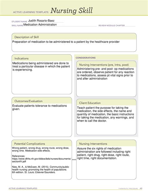 Active Learning Template Nursing Skill Form Active Learning Templates