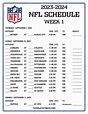 Printable 2023-2024 NFL Schedule Week 1