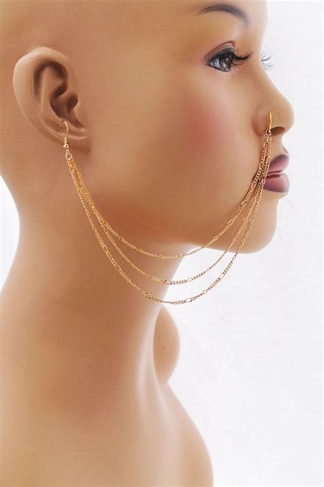 Nose Chain Nose Jewelry Gold Filled Nose Chain Nose Ring Etsy Nose Jewelry Jewelry Nose Ring