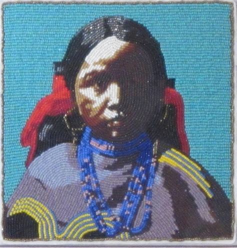 Marcus Amerman Jicarilla Girl Beaded Portrait Of Native American