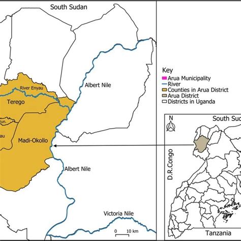 Map Of Uganda Showing The Location Of Arua District And River Enyau