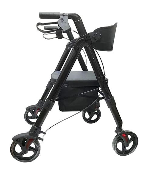 Deluxe Bariatric Rollator Walker Heavy Duty With Large Padded Seat Up