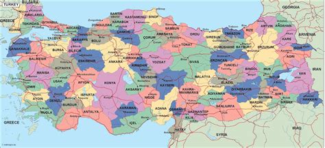 Turkey Political Map Vector Maps