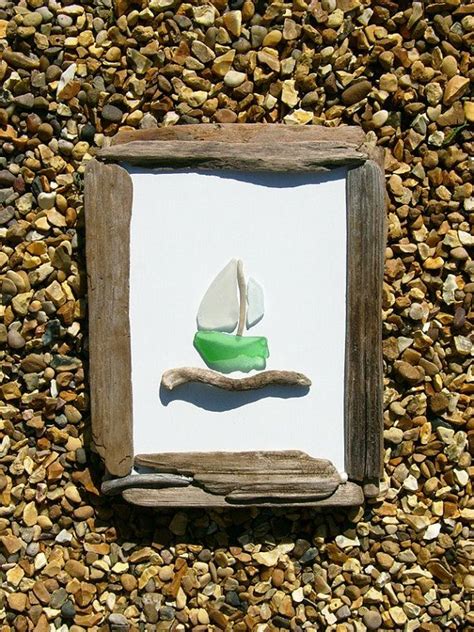 Driftwood And Sea Glass Picture Etsy Sea Glass Crafts Pebble Art Beach Glass Crafts