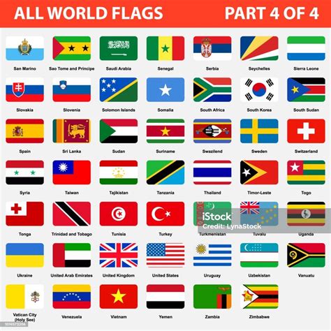 Vetores De Todas As Bandeiras Do Mundo Em Ordem Alfabética Parte 4 De 4