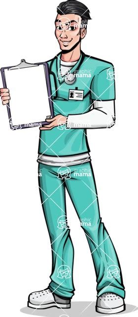 Pop Art Style Male Nurse Cartoon Character With A Notepad Graphicmama