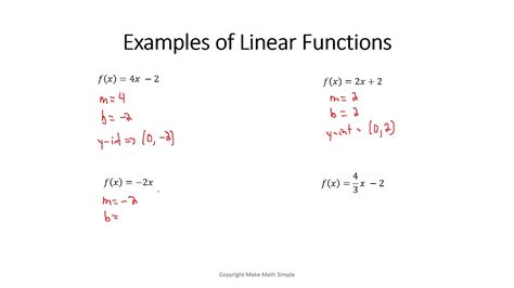 Examples Of Linear Functions Youtube