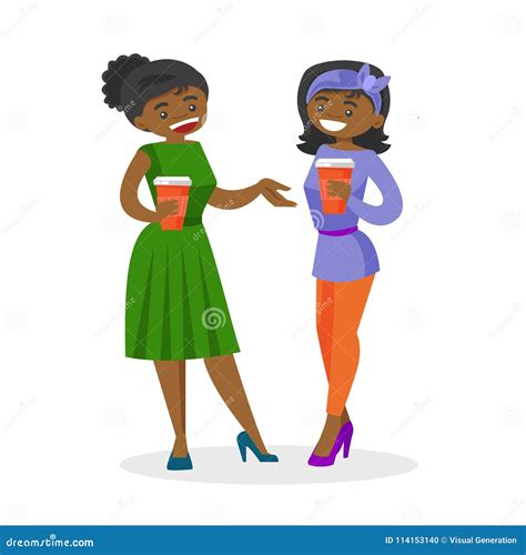 African American Business Women Drinking Coffee Stock Vector
