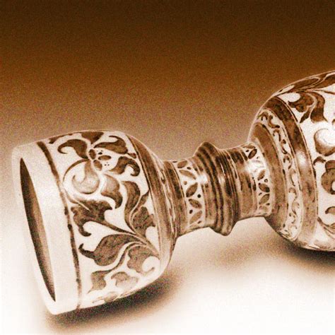 Hourglass Shaped Celadon Drum With Sgraffiato Arabesque Designs Asian Antique Alive