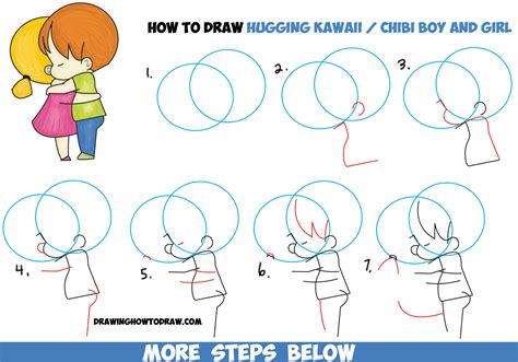 How To Draw Chibi Girl And Boy Hugging Cute Kawaii Cartoon Children