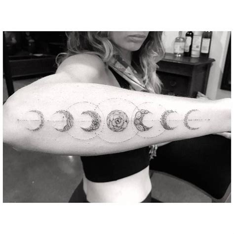 Fine Line Moon Phases Made Out Of Plants Tattoo Artist Dr Woo