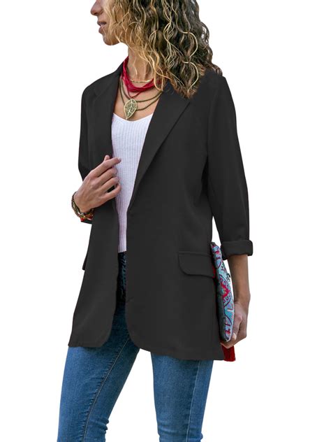 Suiting And Blazers Womens 34 Sleeve Slim Comfy Office Solid Work Blazer Coat Clothing