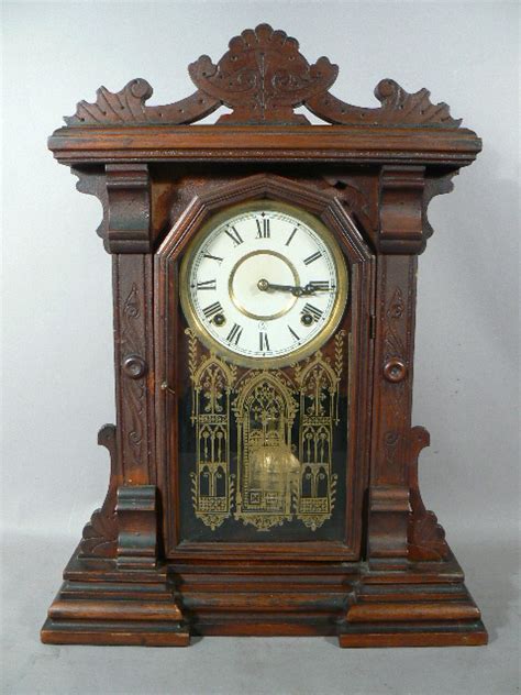 Fancy Antique Ingraham Mantle Clock Walnut Bristol Ct Antique Price Guide Details Page