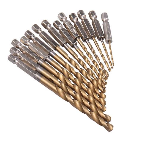 Drill Bits 13pcs Drill Bit Titanium Coated Hss High Speed Steel Hex