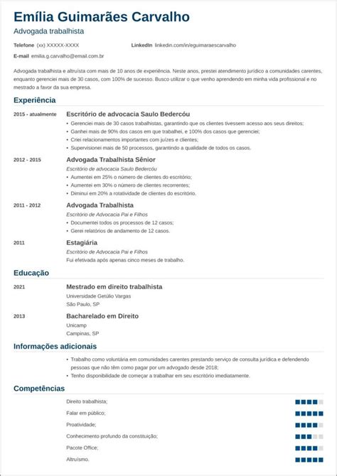 Modelo De Curriculum Vitae Pdf Como Fazer Currículo Em Pdf