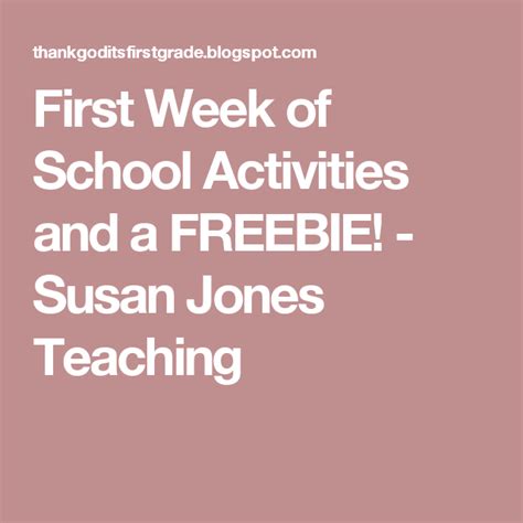 Susan Jones Teaching First Week Of School Activities And A Freebie
