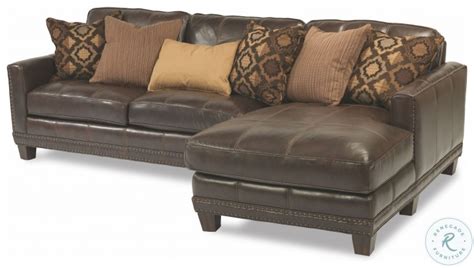 Port Royal Brown Leather Raf Loveseat Sectional From Flexsteel