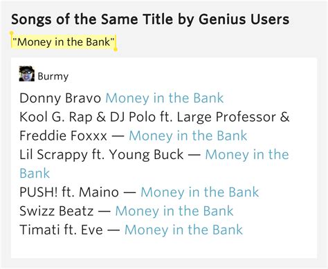 Money In The Bank Songs Of The Same Title By Genius Users