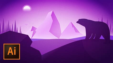 Purple Polar Bear Silhouette Vector Illustration In Adobe