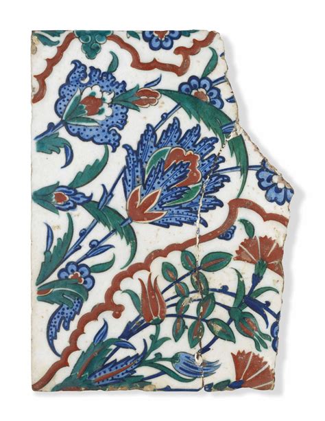 An Iznik Pottery Tile Fragment Ottoman Turkish Circa Of