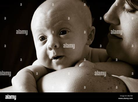 Mother Holding Baby Portrait Stock Photo Alamy