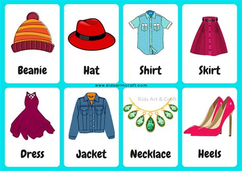 Clothes Flashcards For Kindergarten Free Printable Kids Art And Craft