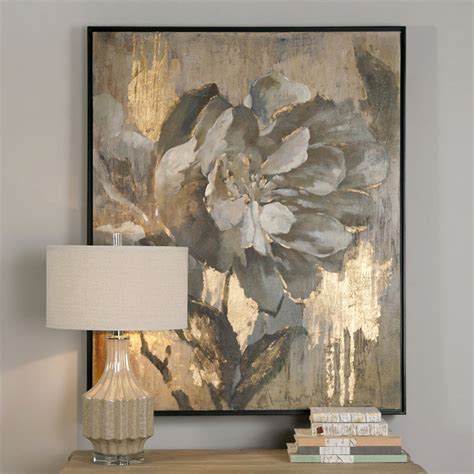 Elegant Flower Artwork With Metallic Gold Highlights Scenario Home