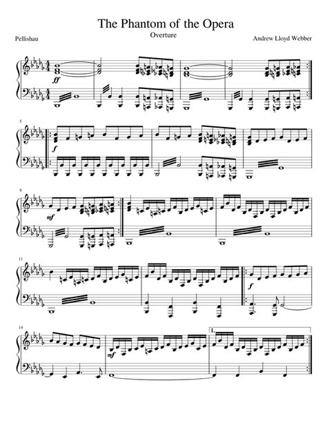 The phantom of the opera: The Phantom of the Opera Overture sheet music for Piano download free in PDF or MIDI