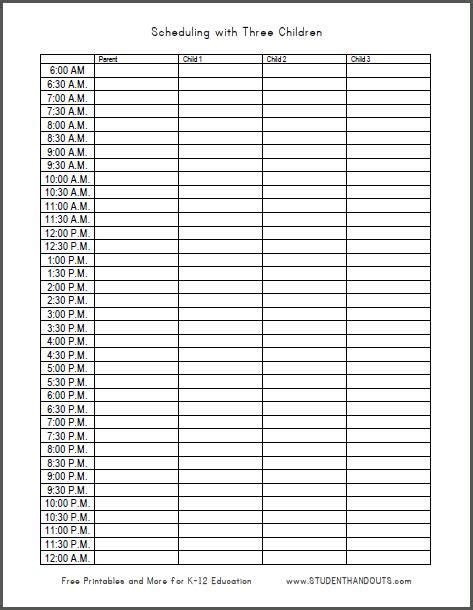 24 Hour Daily Schedule Template Printable Daily Schedule Template