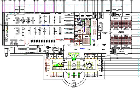 Architecture Layout Plan With Shopping Mall With Plaza Dwg File Cadbull