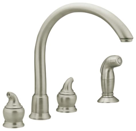 I am simply trying to remove a 3 hole, 4 bathroom faucet and install a new one. Moen 7786SL Monticello Series 2-Hand Kitchen Faucet w/Side ...