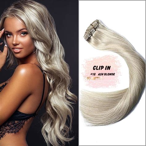 18 Ash Blonde Straight Weft Weave Human Hair Extensions 20 120g