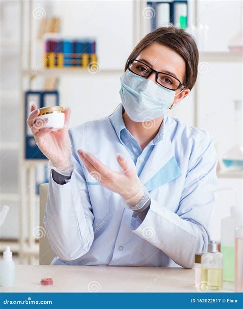 Lab Chemist Checking Beauty And Make Up Products Stock Image Image Of