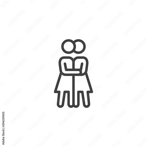 lesbians kissing line icon linear style sign for mobile concept and web design lesbian couple