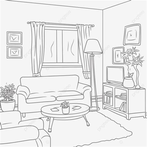 Drawing Of Living Room Coloring Pages Outline Sketch Vector Wing