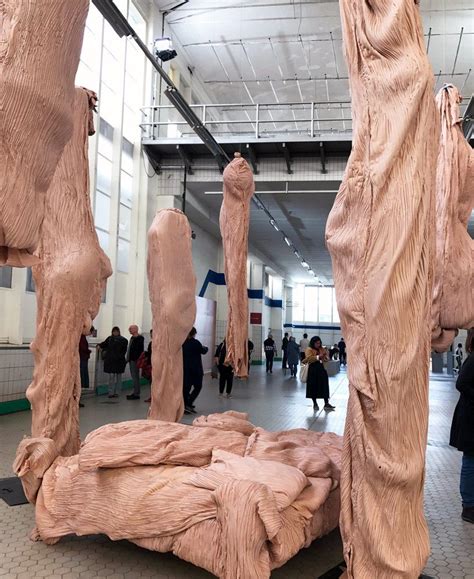 Bart Hess Manipulates Pink Latex To Resemble Wrinkled Human Skin In Grotto Installation Fabric