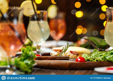 evening gala dinner with cocktails stock image image of food glass