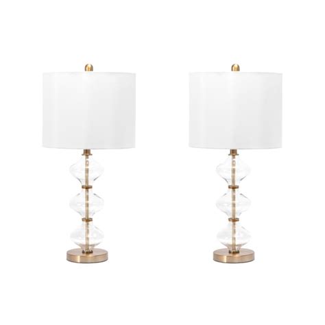 Alva 27 Inch Stacked Glass Globes Table Lamp Set Of 2 Gold Lamp