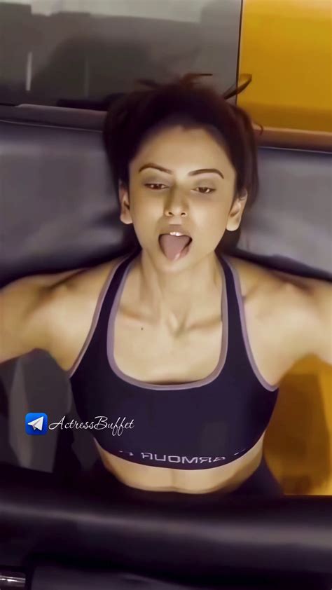 Rakul Preet Singh Hot Cleavage Boobs And Tongue In Gym