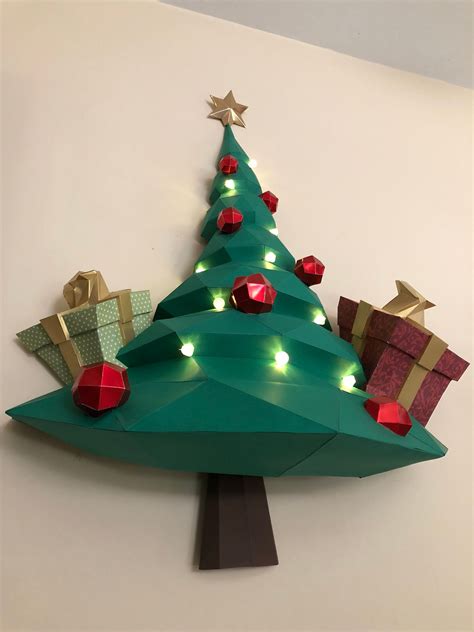 Papercraft 3d Christmas Tree Template Low Poly Paper Sculpture Origami