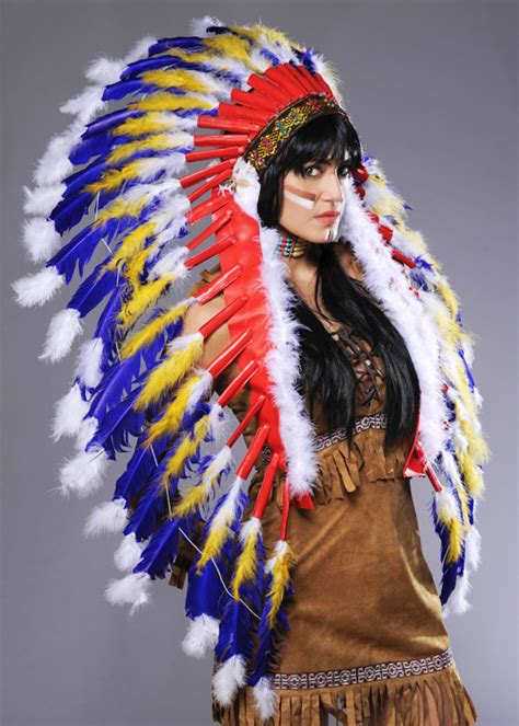 Blue Indian Chief Feather Headdress