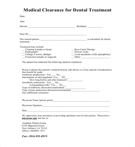 A guide for employers, provides information to assist employers to understand their legal return to work obligations and contains a three step approach to. Medical Clearance Form For Dental Treatment | templates ...