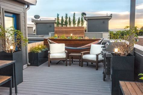 Rooftop Deck With Retractable Canopy Denver Landscape Design Build