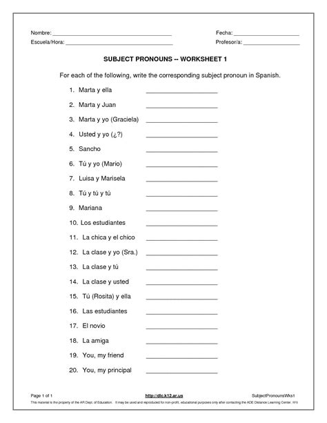 21 Spanish Worksheets On Subjects In School You Worksheets