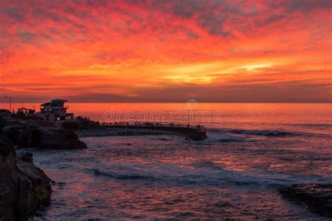 Sunset At The La Jolla Cove San Diego California Stock Image Image