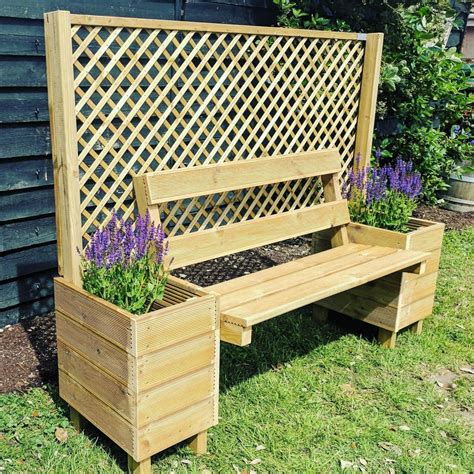 Wooden Bench Planter Etsy Uk Backyard Landscaping Designs Backyard