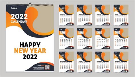Free Modern Wall Calendar 2022 Design Template Idea With Vector 2684631