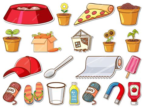 Free Vector Sticker Set Of Mixed Daily Objects