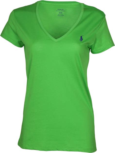 Polo Ralph Lauren Womens V Neck Jersey T Shirt Green M Uk