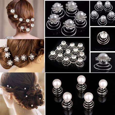 12x Wedding Bridal Hair Pins Crystal Twists Coils Flower Swirl Spiral